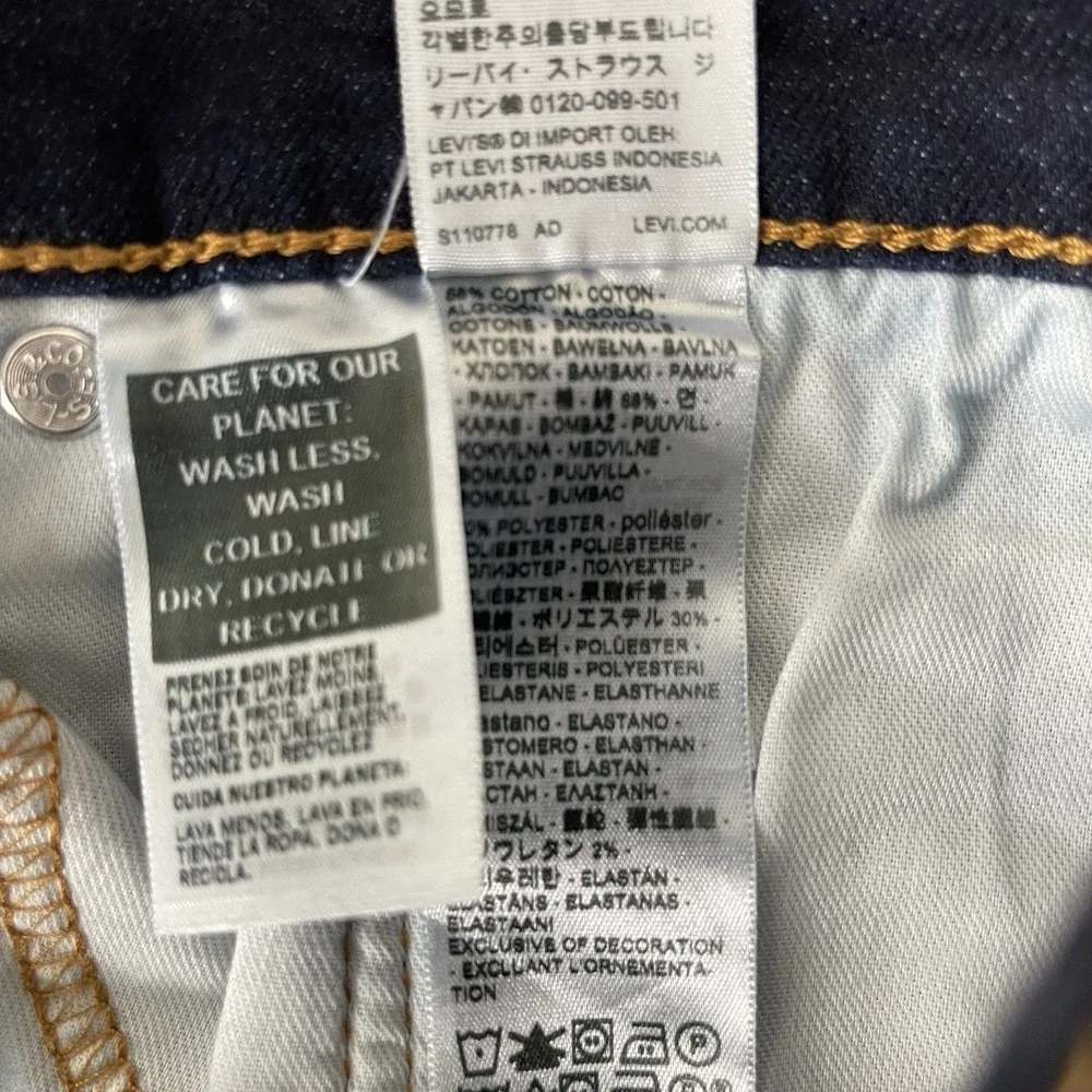 Levis 513 Jeans Mens 38x32 Blue Slim Straight Dark Wash Stretch Denim Preppy NEW